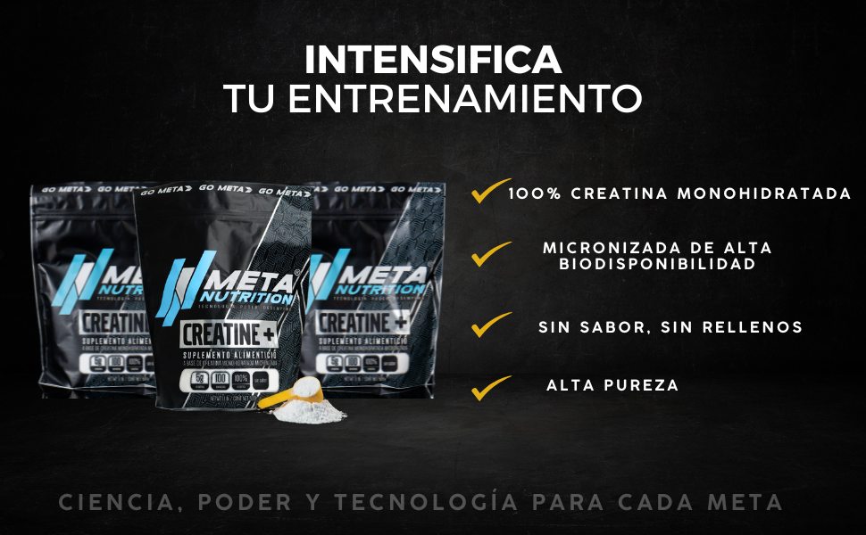 Creatine+ Meta Nutrition | Creatina Monohidratada Micronizada 500g | 100 Servicios