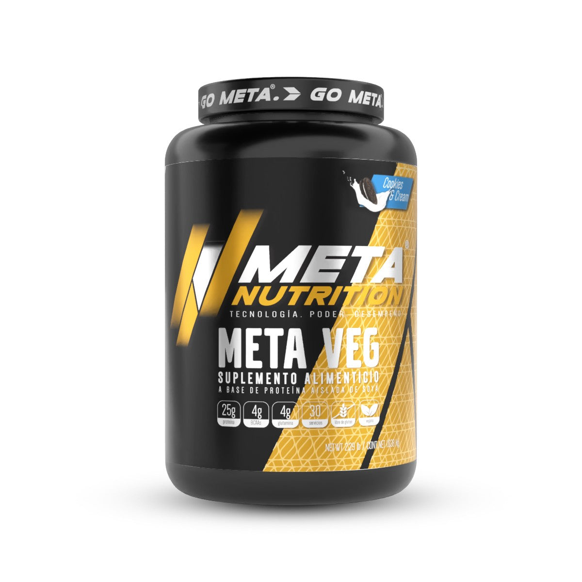 Meta Veg Meta Nutrition | Proteína Vegana Aislada e Hidrolizada, 2.29 lb 30 servicios