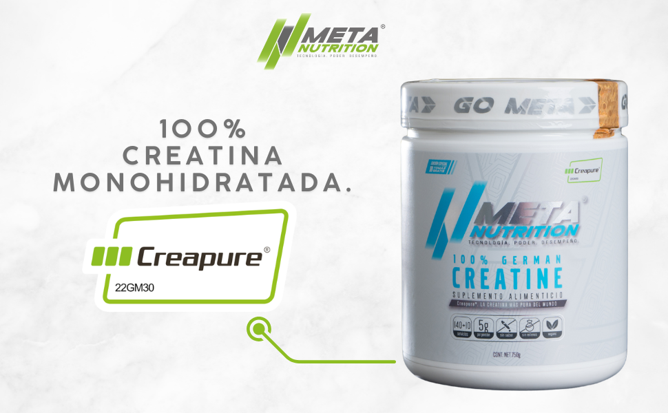 100% German Creatine Creapure® | Meta Nutrition | Pureza Certificada | 150 Servicios