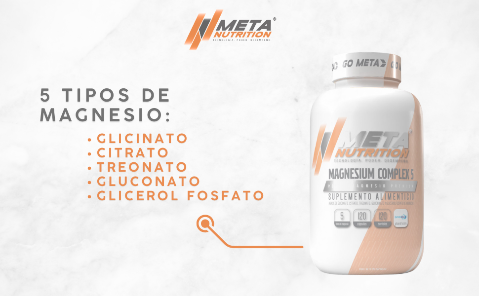 Magnesium Complex-5 Meta Nutrition |Complejo de 5 Mg, 120 Caps.