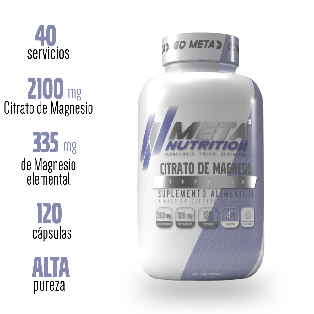 Citrato de Magnesio Premium, 120 caps, 40 servicios