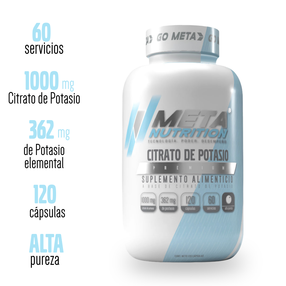 Citrato de Potasio Premium, 120 caps, 40 servicios.
