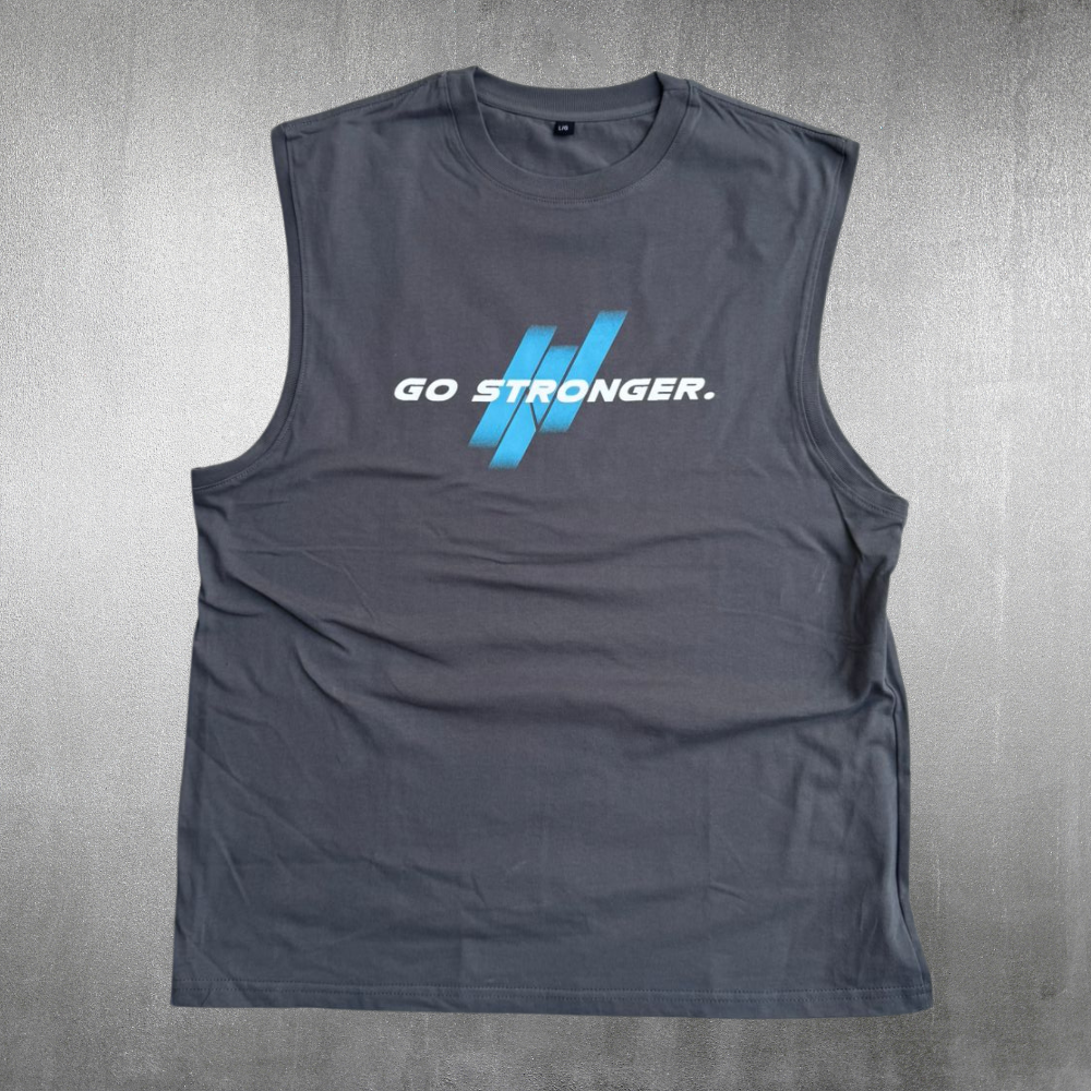Playera Go Stronger Sin Mangas Gris