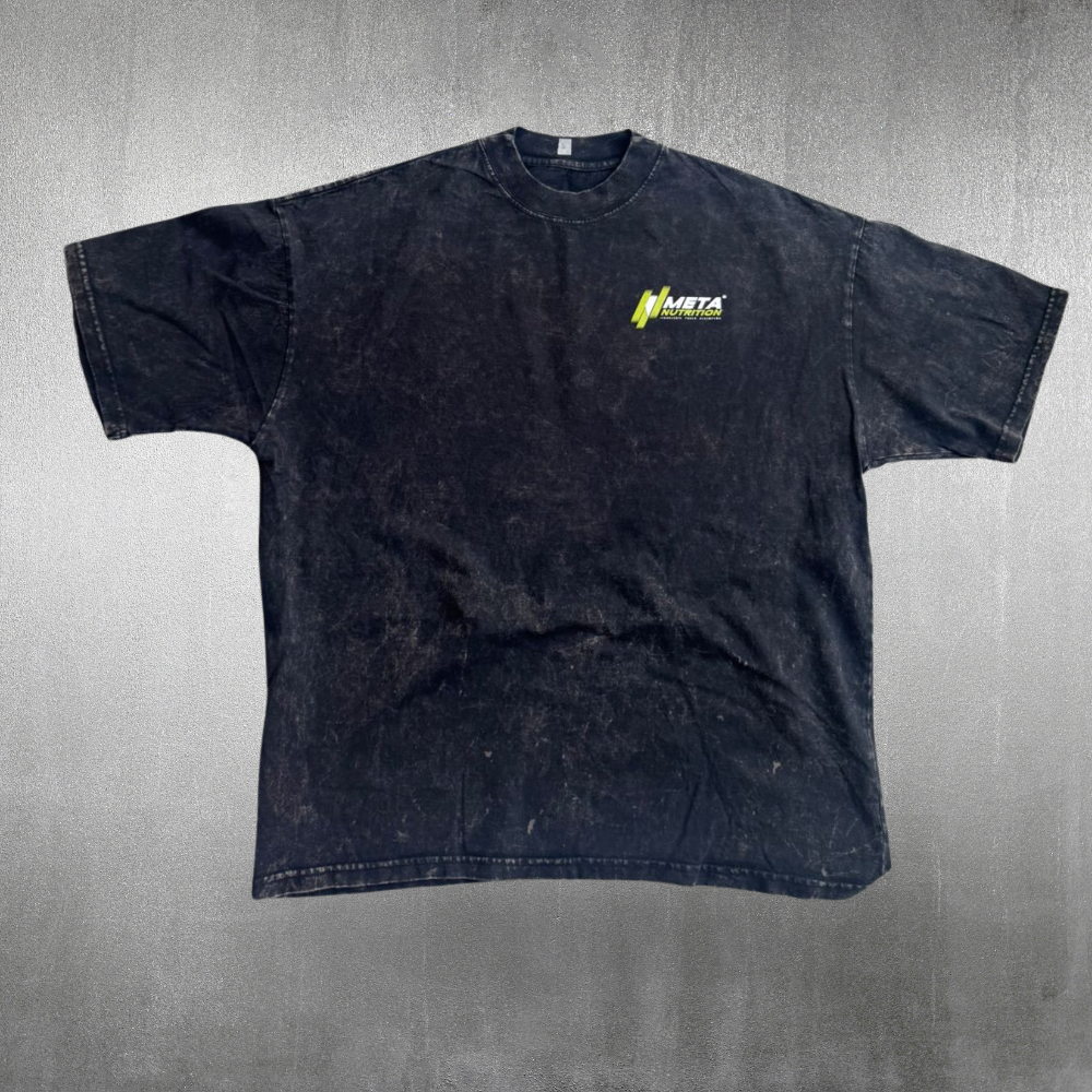 Playera Go Bigger Oversize 100% algodón Negra Mineral Wash