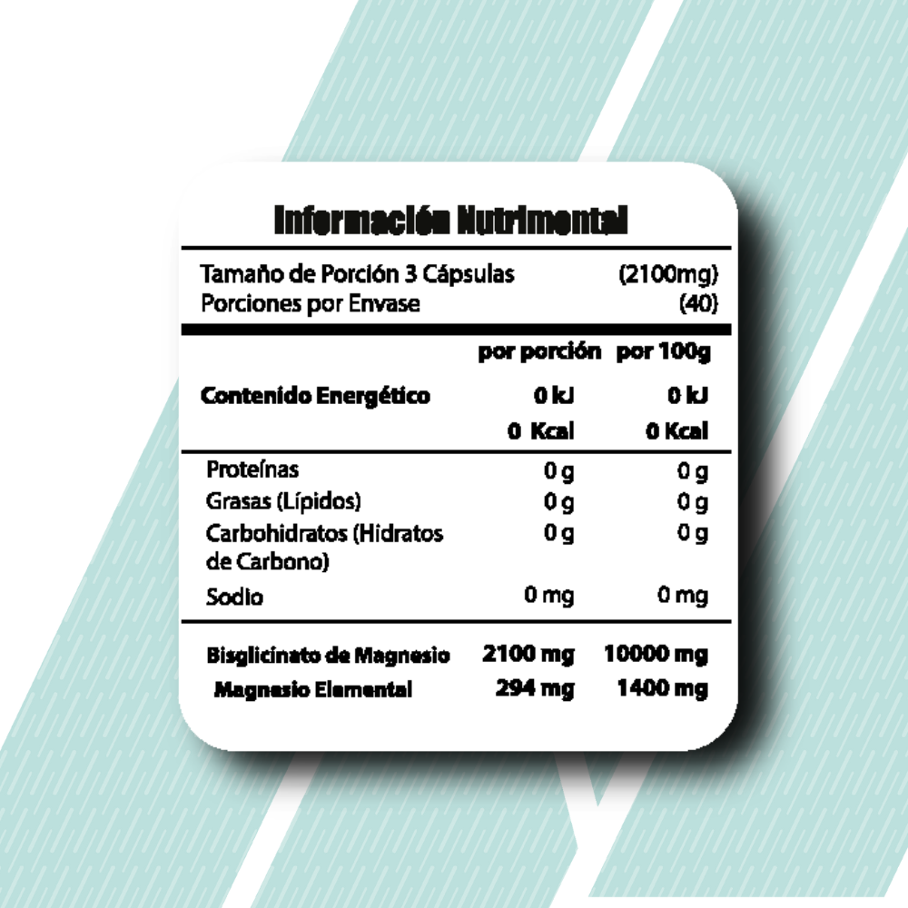 Bisglicinato de Magnesio Premium Meta Nutrition | 120 Caps, 40 servicios.