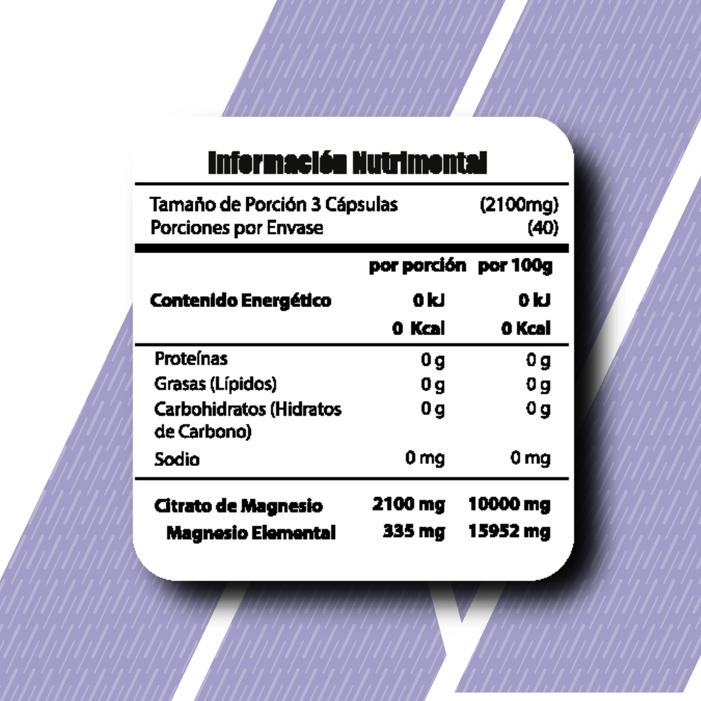 Citrato de Magnesio Premium, 120 caps, 40 servicios