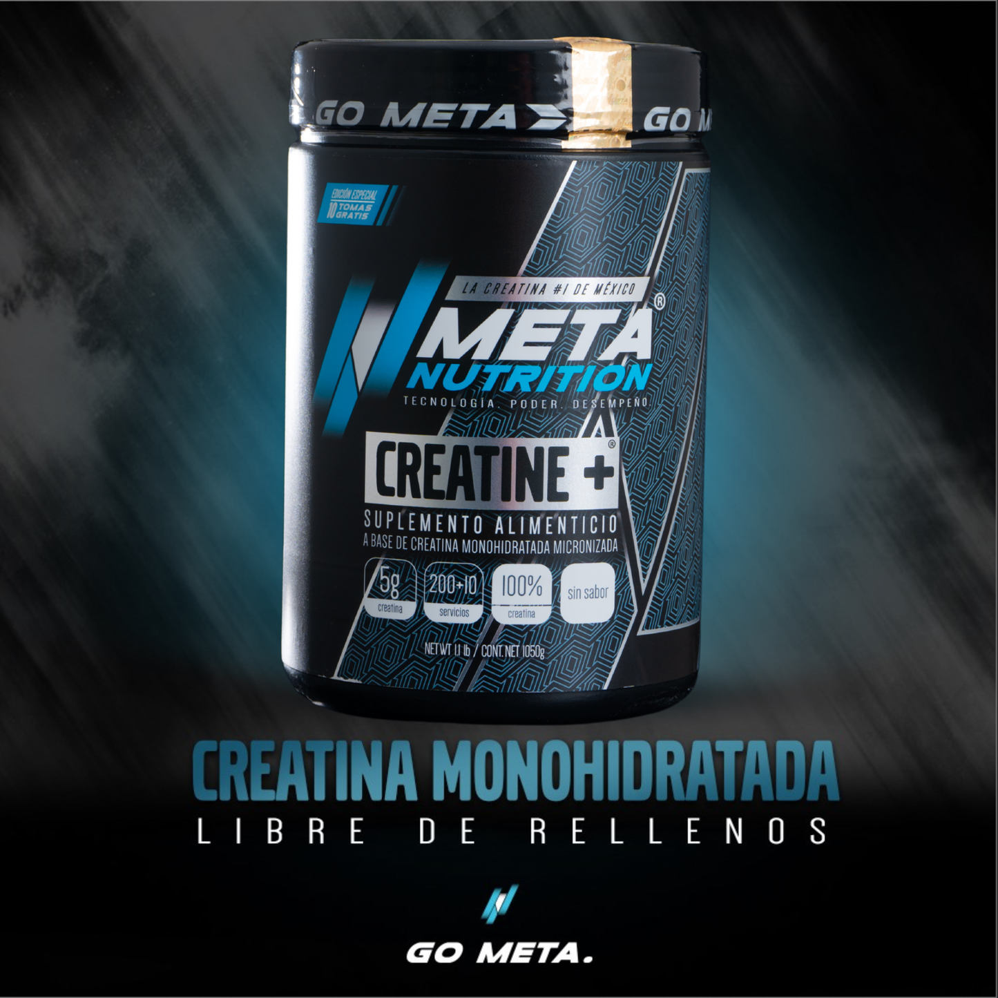 Creatine+ 1kg Meta Nutrition | Creatina Monohidratada Micronizada | 210 Servicios