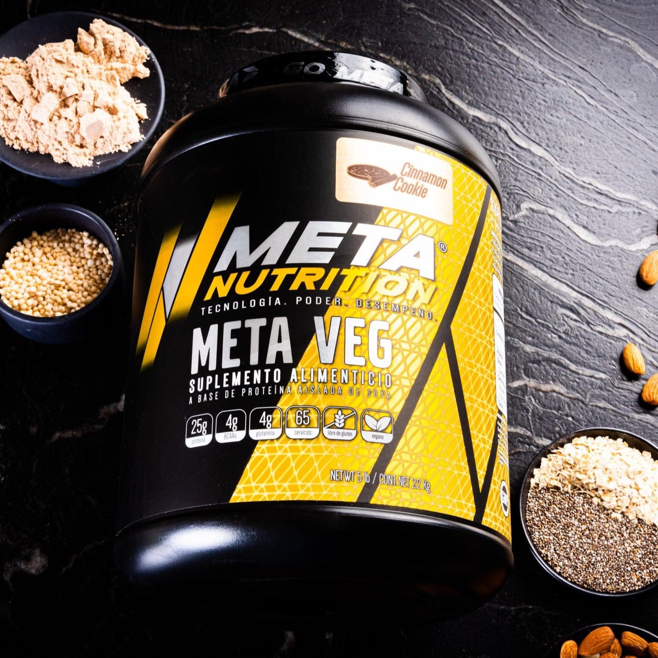 Meta Veg Proteina Vegana 65 servicios, aislada e hidrolizada, 5 lb,