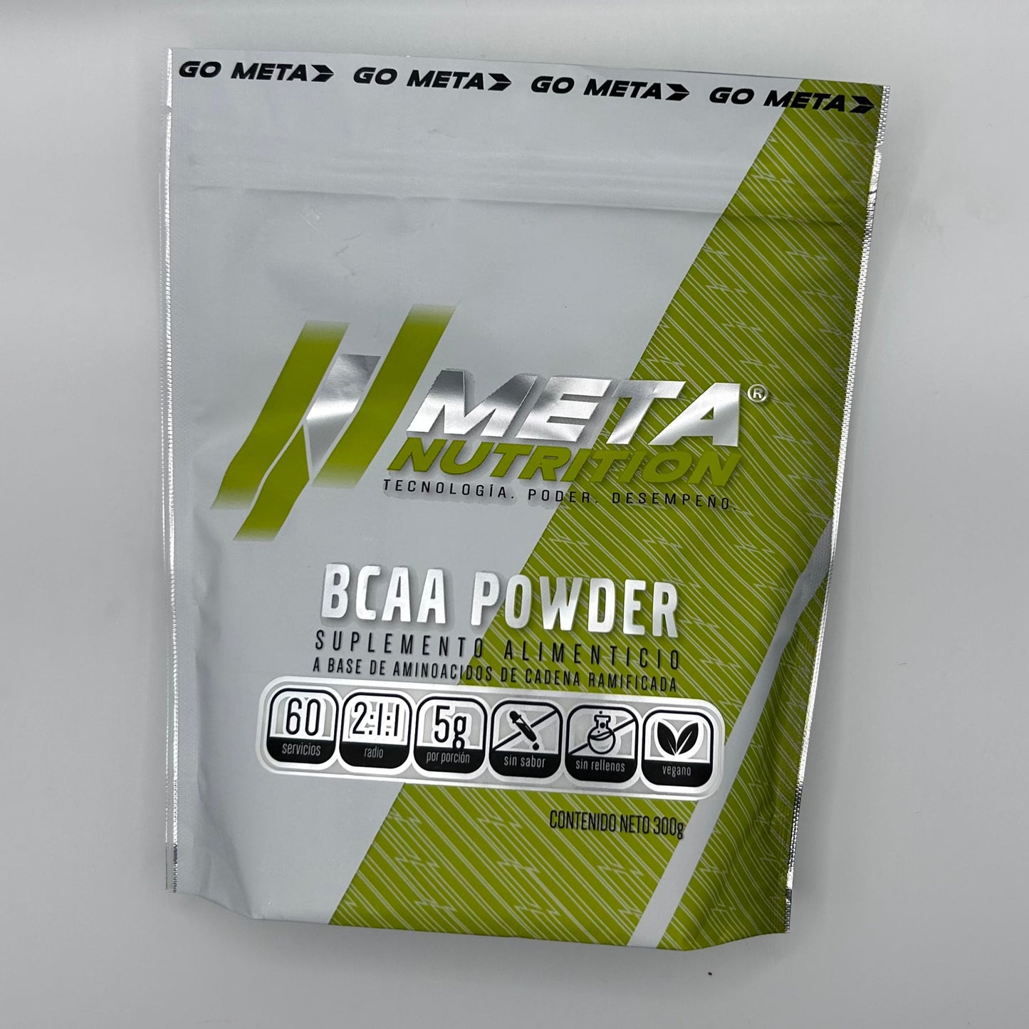 BCAA Powder Meta Nutrition | BCAAs de  Alta Pureza, sin sabor 60 servicios.