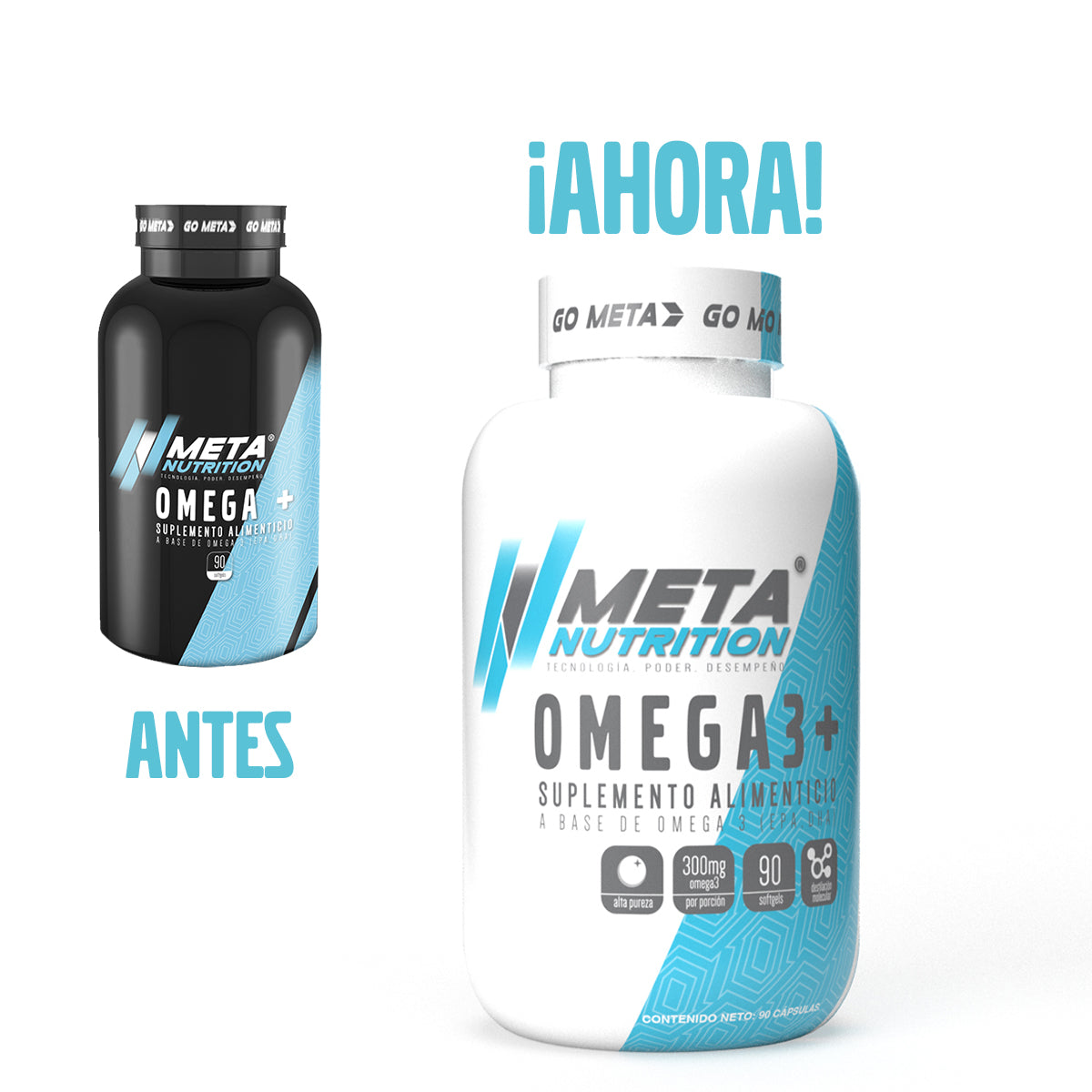 Omega 3+ Meta Nutrition | Alta Pureza EPA y DHA | 90 Softgels | Destilación Molecular