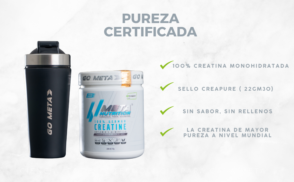 100% German Creatine Creapure® | Meta Nutrition | Pureza Certificada | 150 Servicios