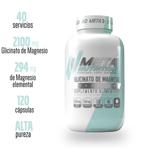 Glicinato de Magnesio Premium, 120 Caps, 40 servicios.