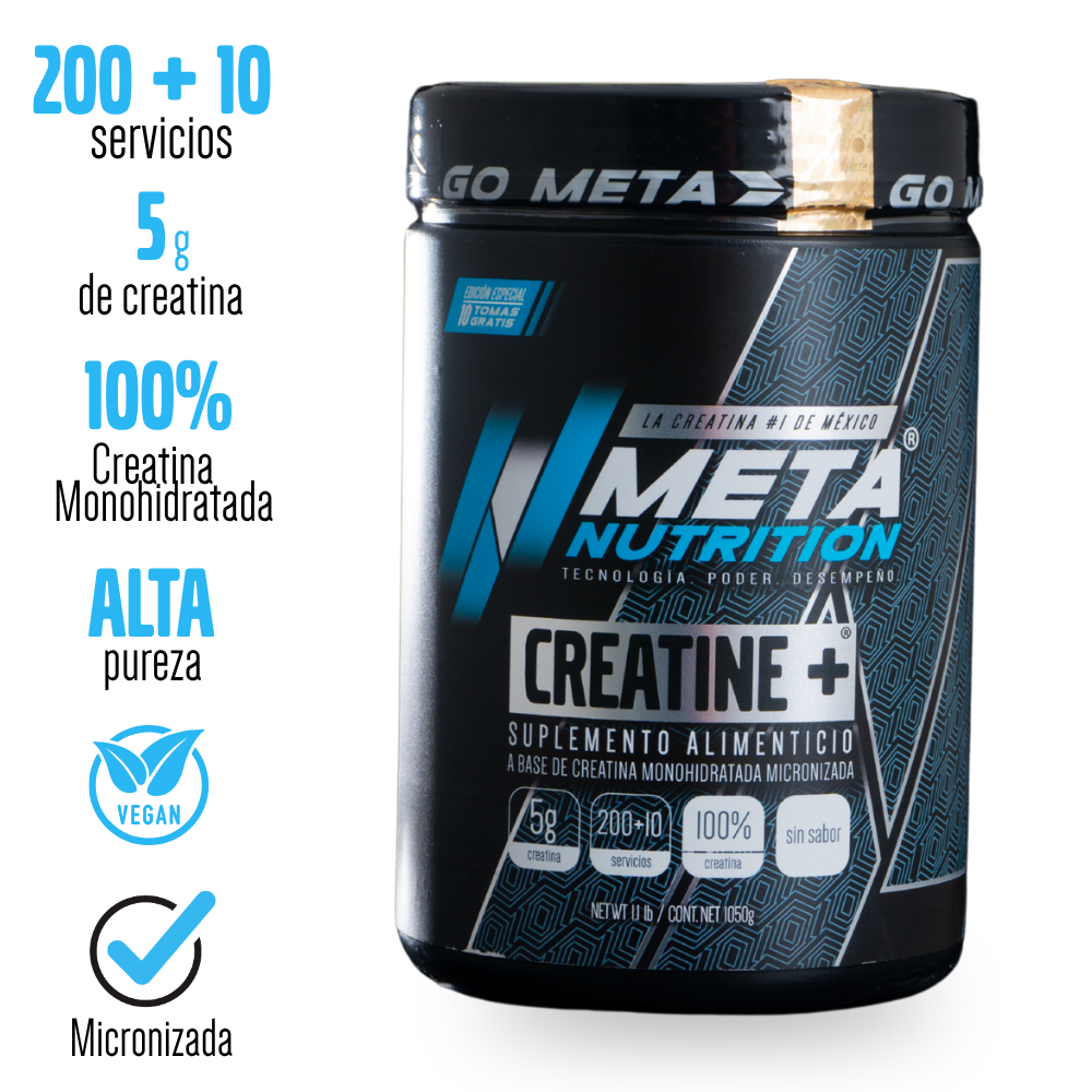 Creatine+ 1kg Meta Nutrition | Creatina Monohidratada Micronizada | 210 Servicios