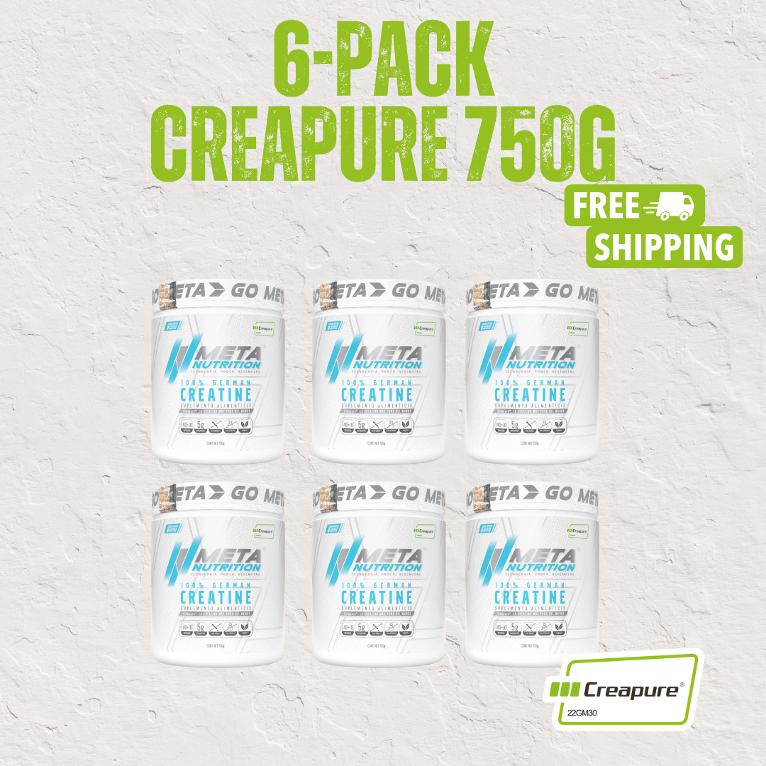 6 PACK de 100% German Creatine - Made of Creapure®, 140 servicios. + 10 gratis