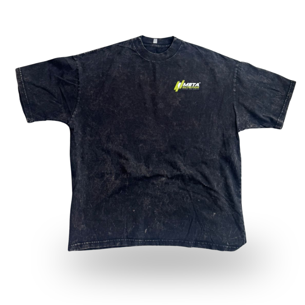 Playera Go Bigger Oversize 100% algodón Negra Mineral Wash