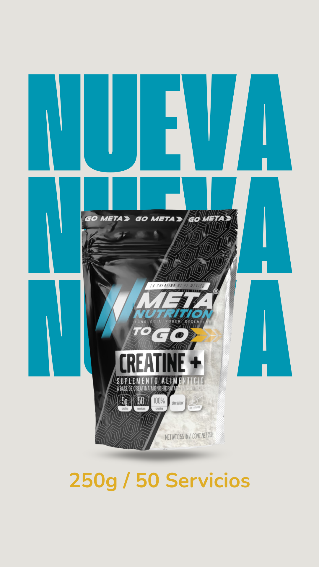 NUEVO! Creatine+ To Go | Creatina Monohidratada Micronizada| 50 Servicios.