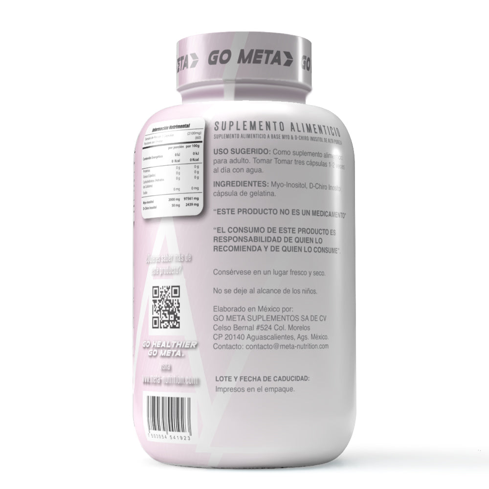 Myo & D-Chiro Inositol Meta Nutrition | ratio 40:01, 120 caps, 40 días.