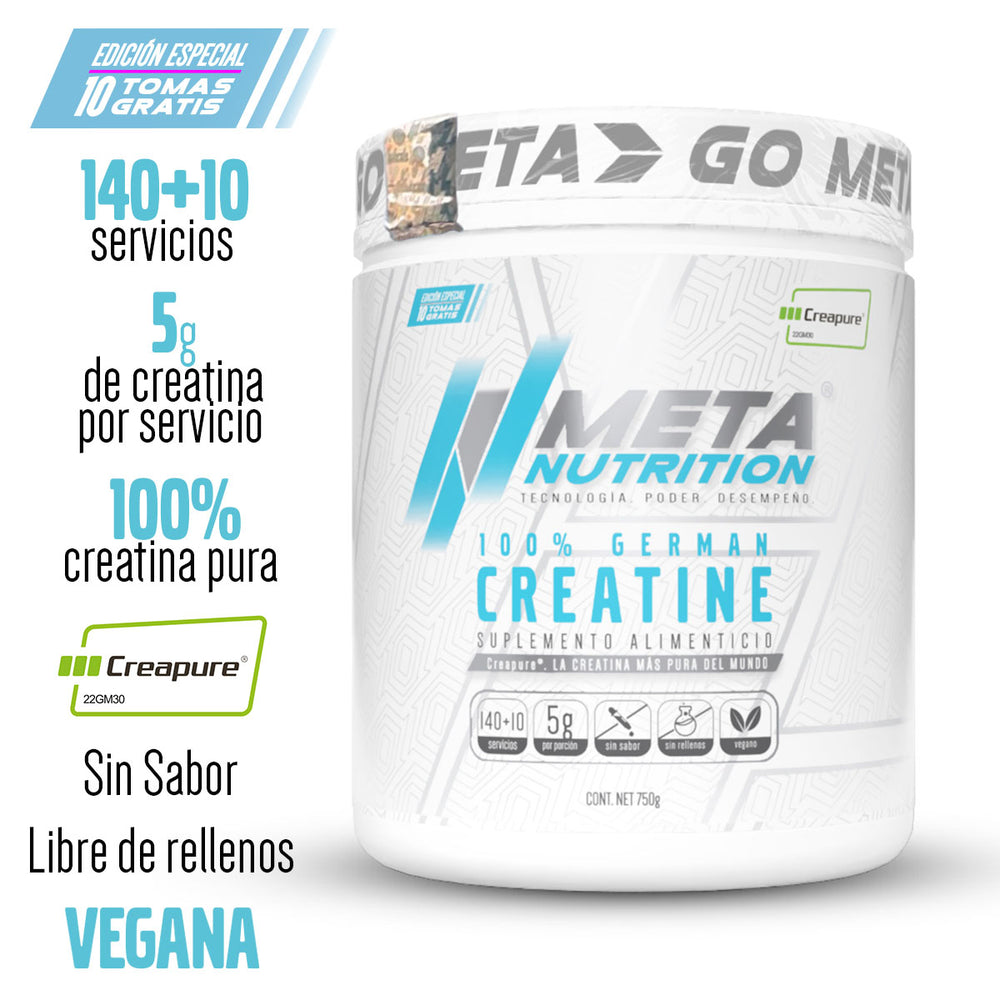 100% German Creatine - Made of Creapure®,  140+ 10 servicios GRATIS.