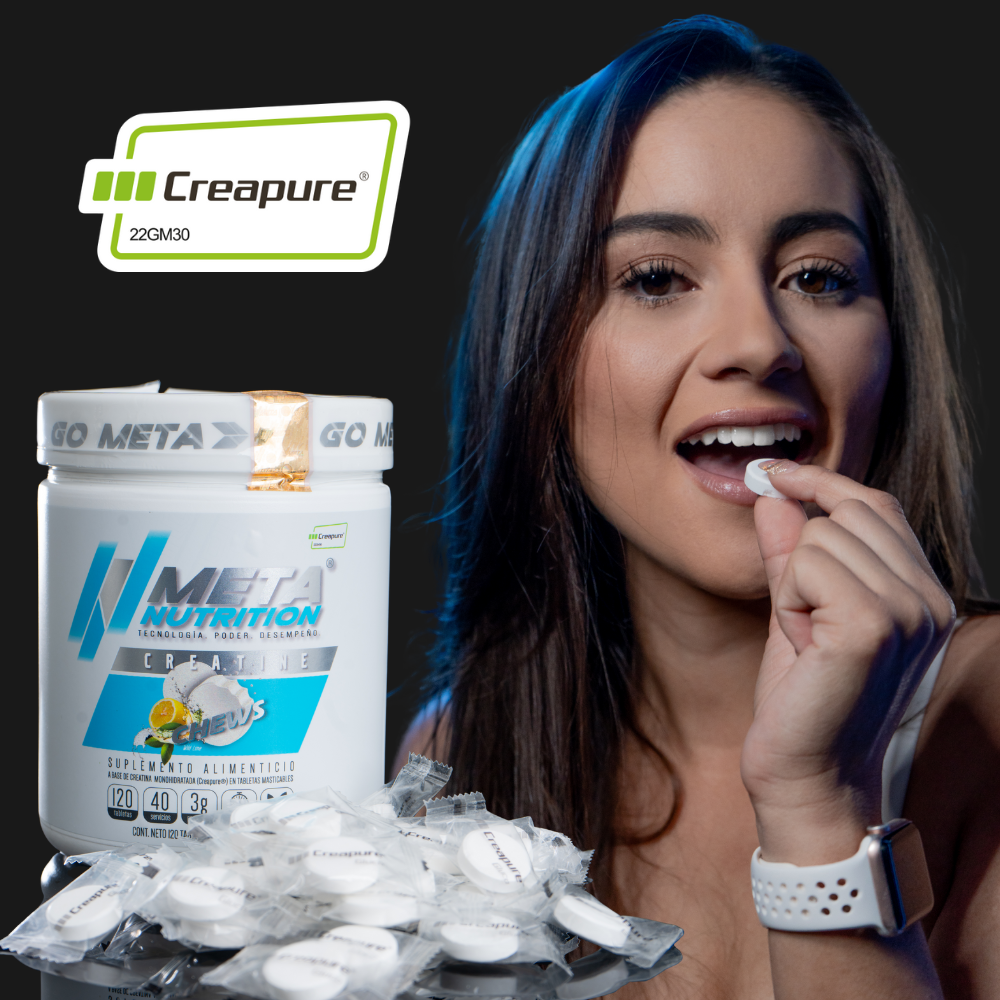Creatine Chews Creapure® – Creatina Alemana Masticable Sabor Wild Lime (120 Tabletas) | Meta Nutrition