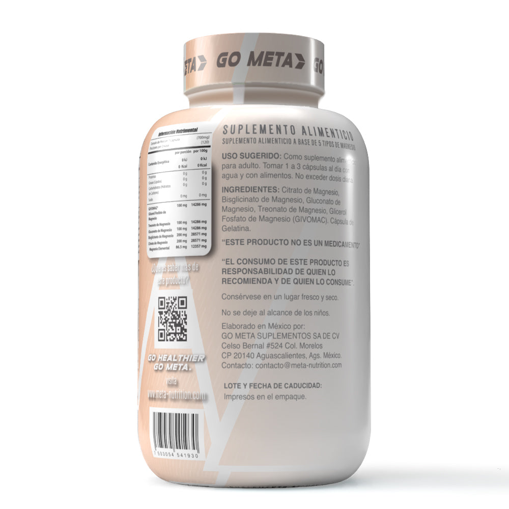 Magnesium Complex-5 Meta Nutrition |Complejo de 5 Mg, 120 Caps.