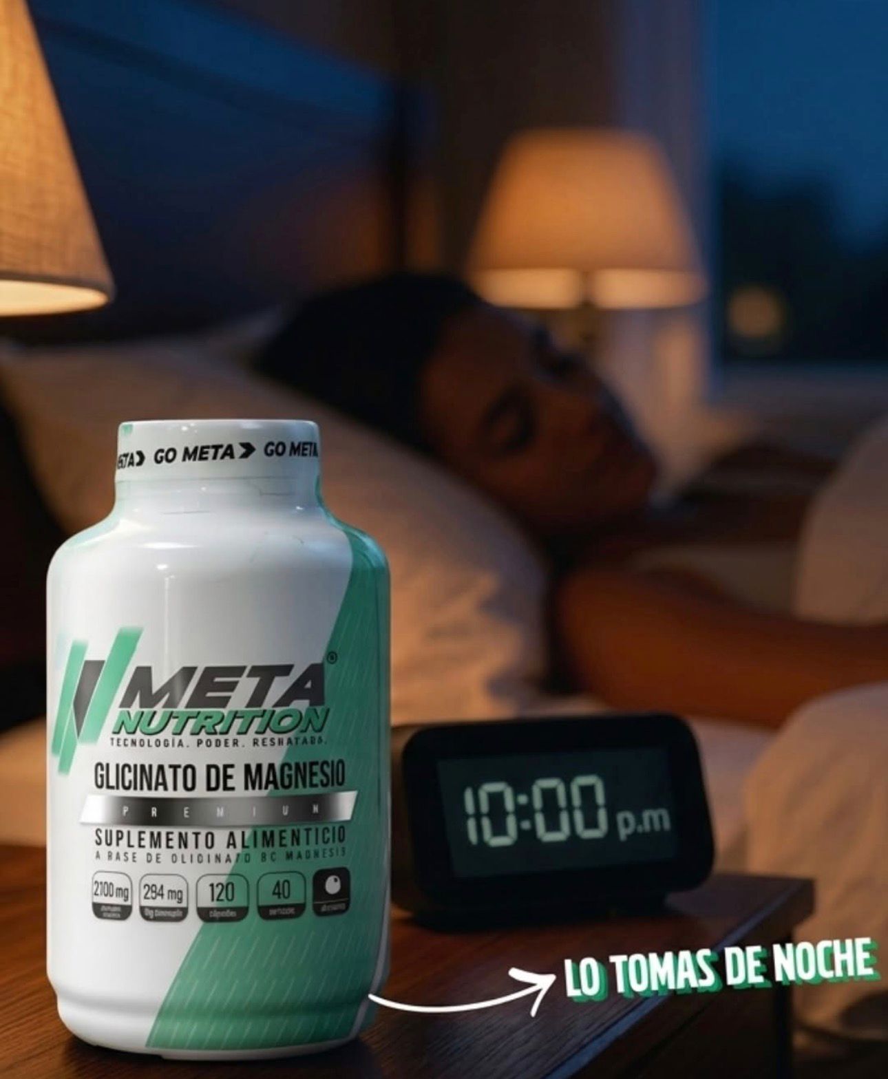 Bisglicinato de Magnesio Premium Meta Nutrition | 120 Caps, 40 servicios.