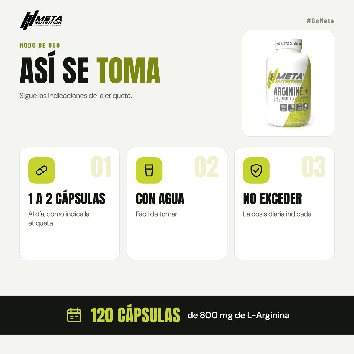 Arginine+ | L-Arginina 120 cápsulas.