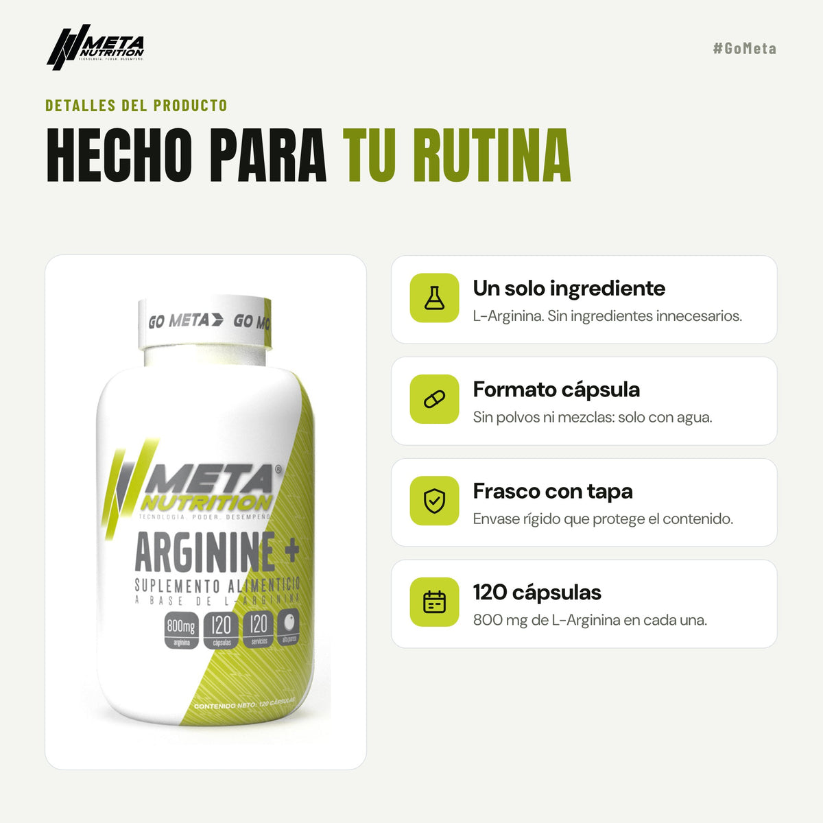 Arginine+ | L-Arginina 120 cápsulas.