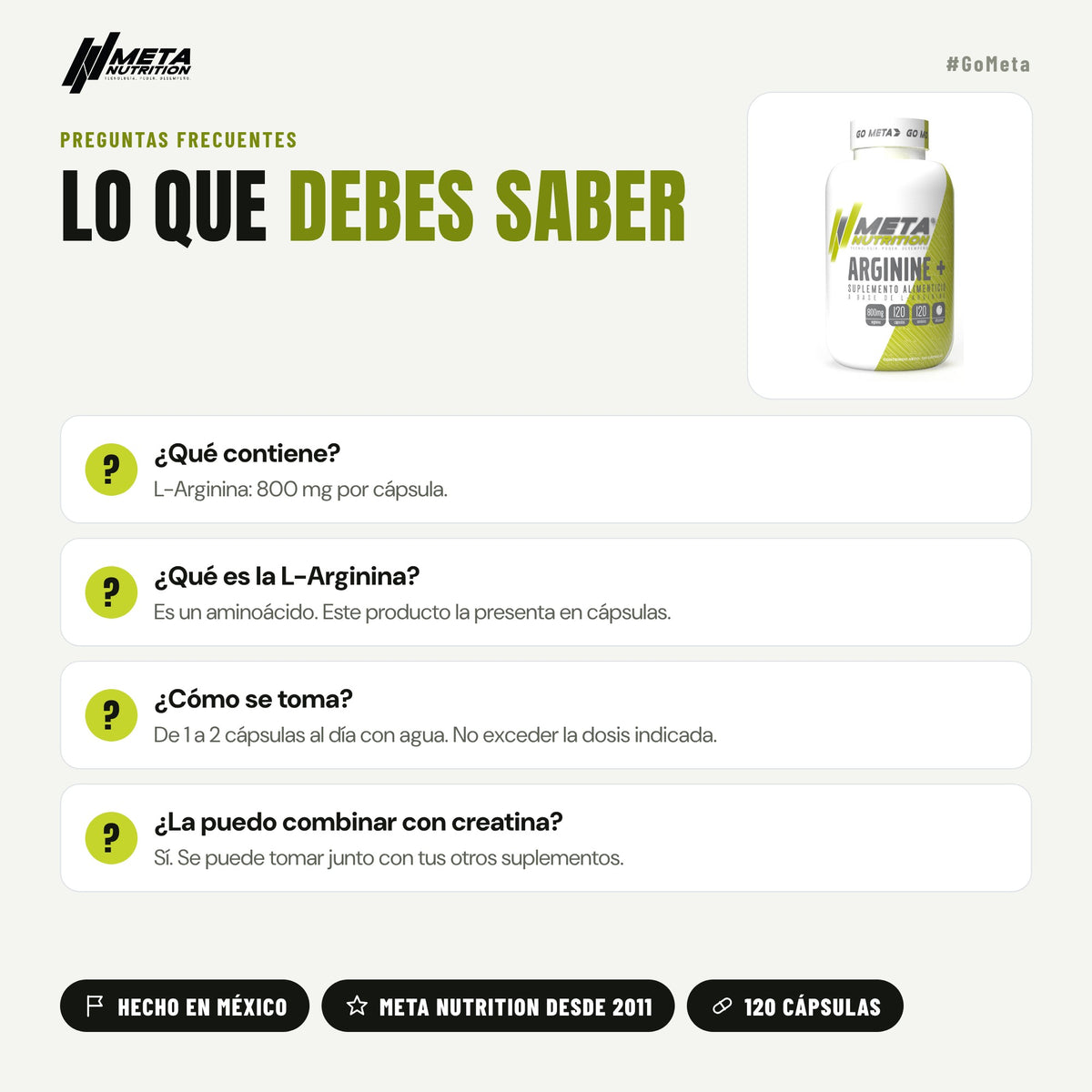Arginine+ | L-Arginina 120 cápsulas.
