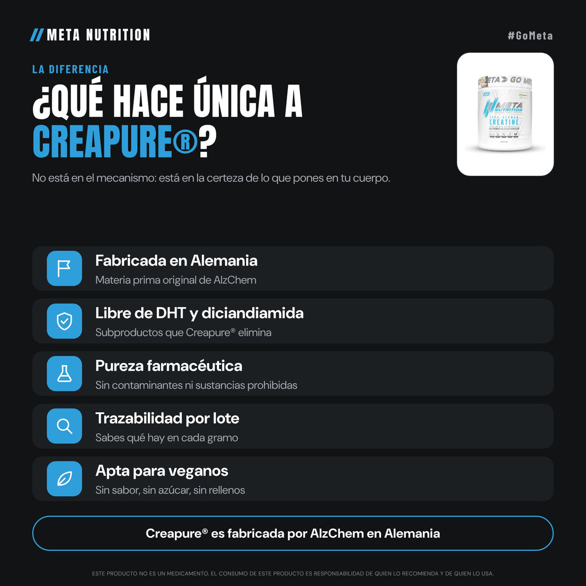 100% German Creatine Creapure® | Pureza Certificada | 150 Servicios