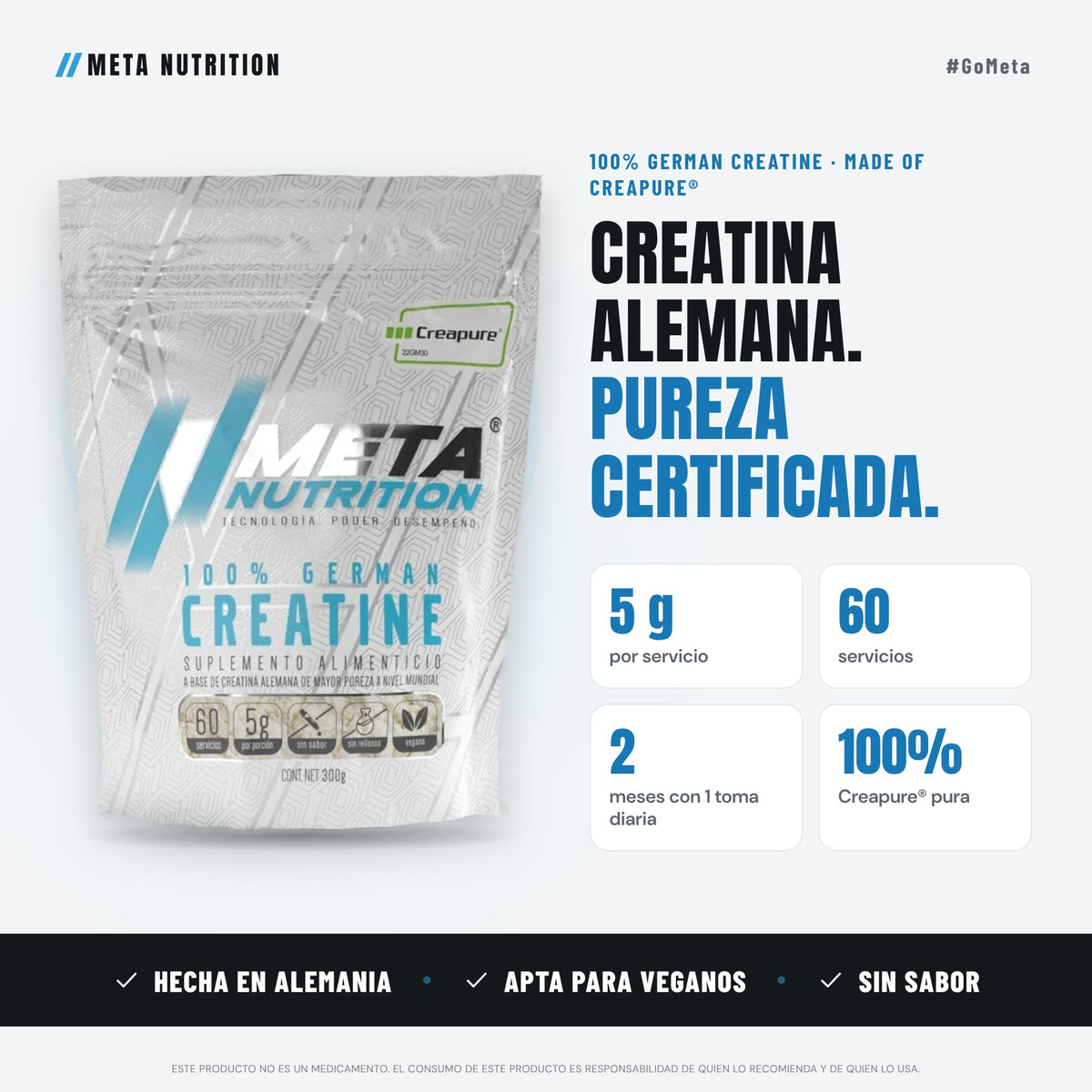 100% German Creatine Creapure® | Pureza Certificada |  60 Servicios