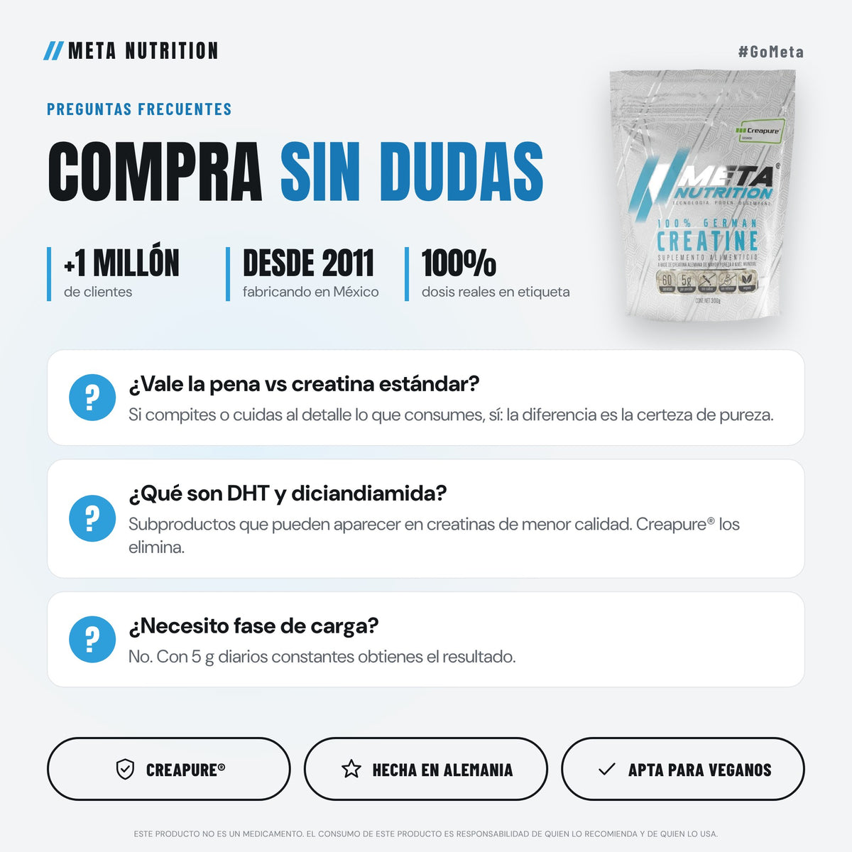 100% German Creatine Creapure® | Pureza Certificada |  60 Servicios