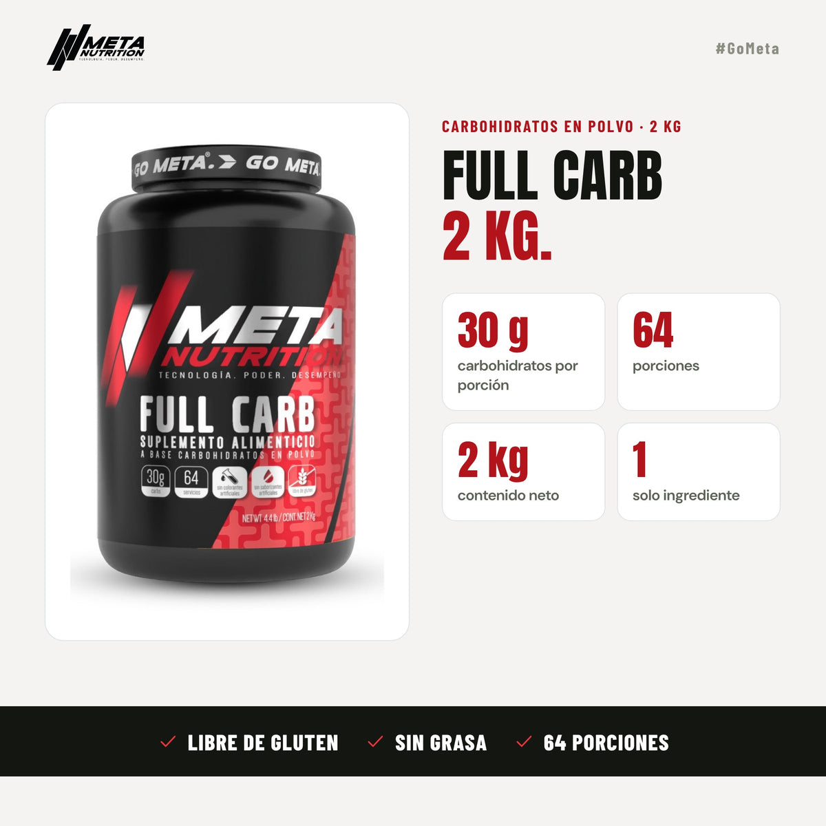 Full Carb - Carbohidratos, 2Kg. 64 servicios