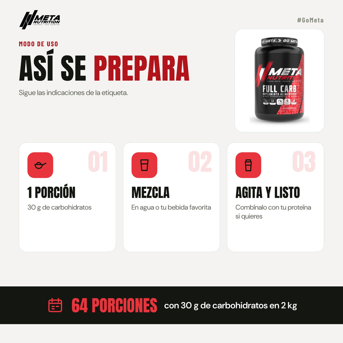 Full Carb - Carbohidratos, 2Kg. 64 servicios