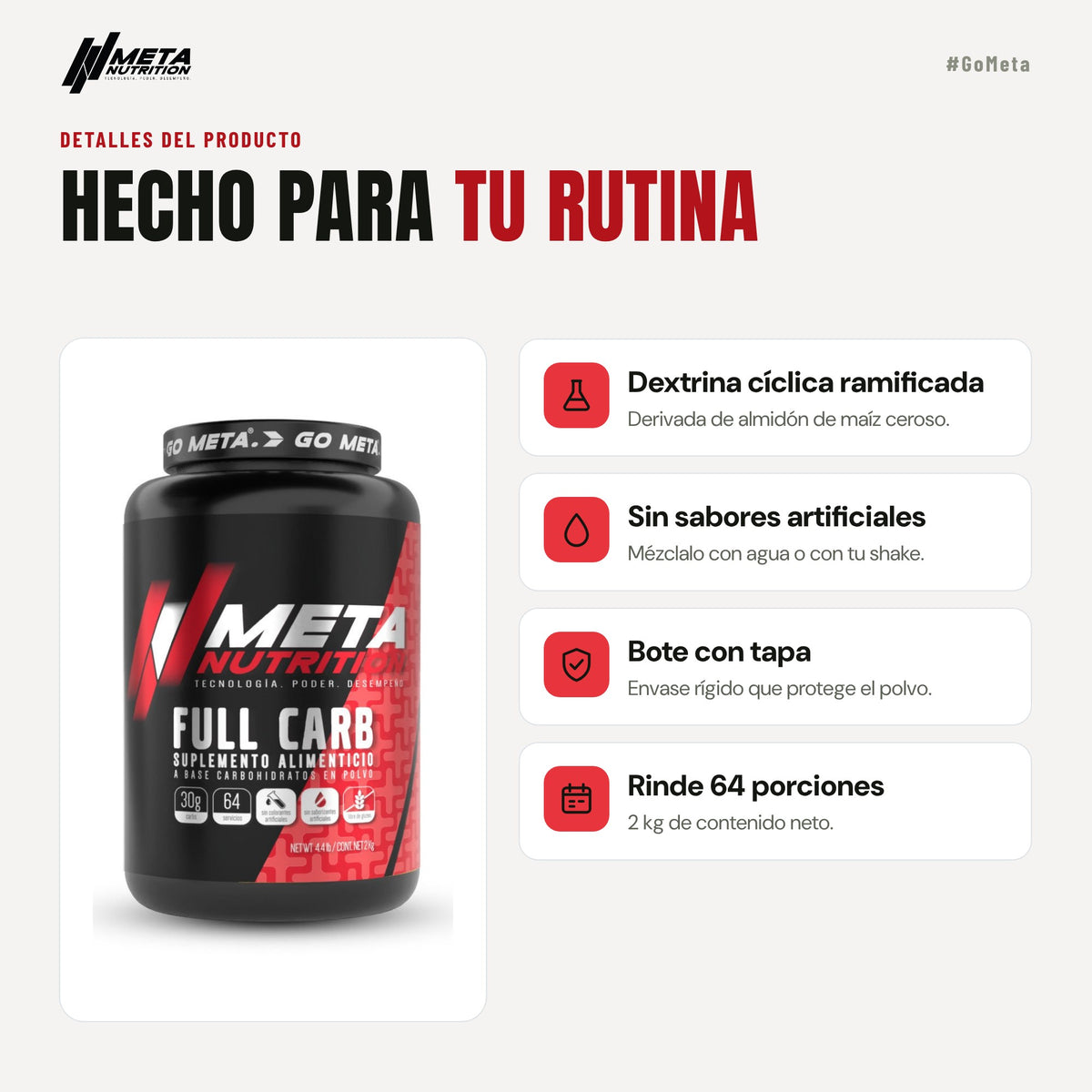 Full Carb - Carbohidratos, 2Kg. 64 servicios