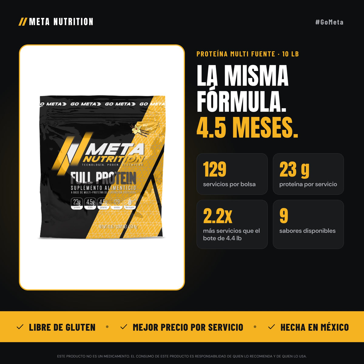 Full Protein 10lb | Proteína Multi Fuente | 129 Servicios | 4.5 Meses