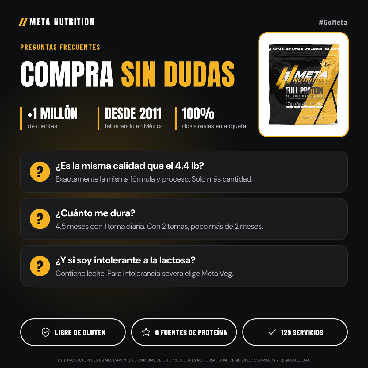 Full Protein 10lb | Proteína Multi Fuente | 129 Servicios | 4.5 Meses