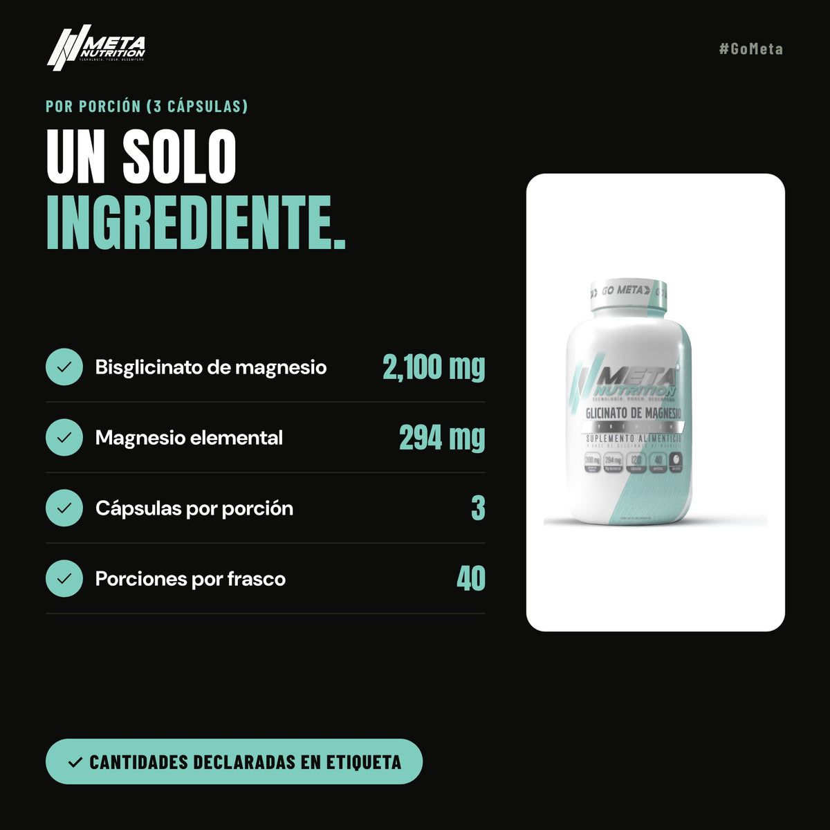 Glicinato de Magnesio Premium  | 120 Caps, 40 servicios.