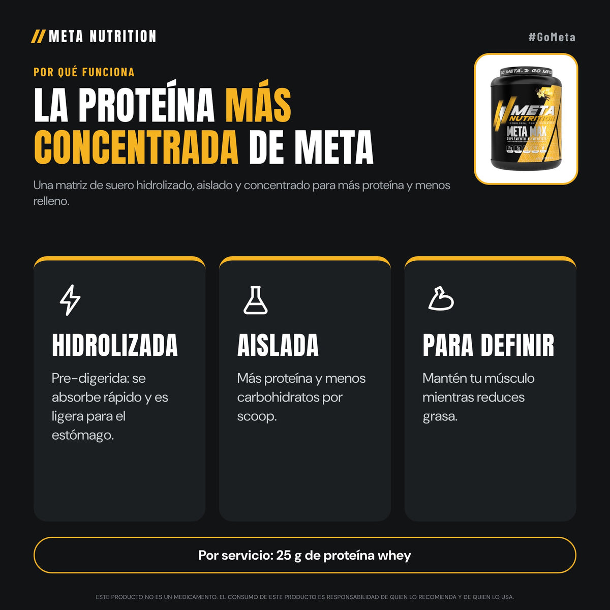 Meta Max Meta Nutrition | Isolate Whey Protein, 59 servicios, 4lb