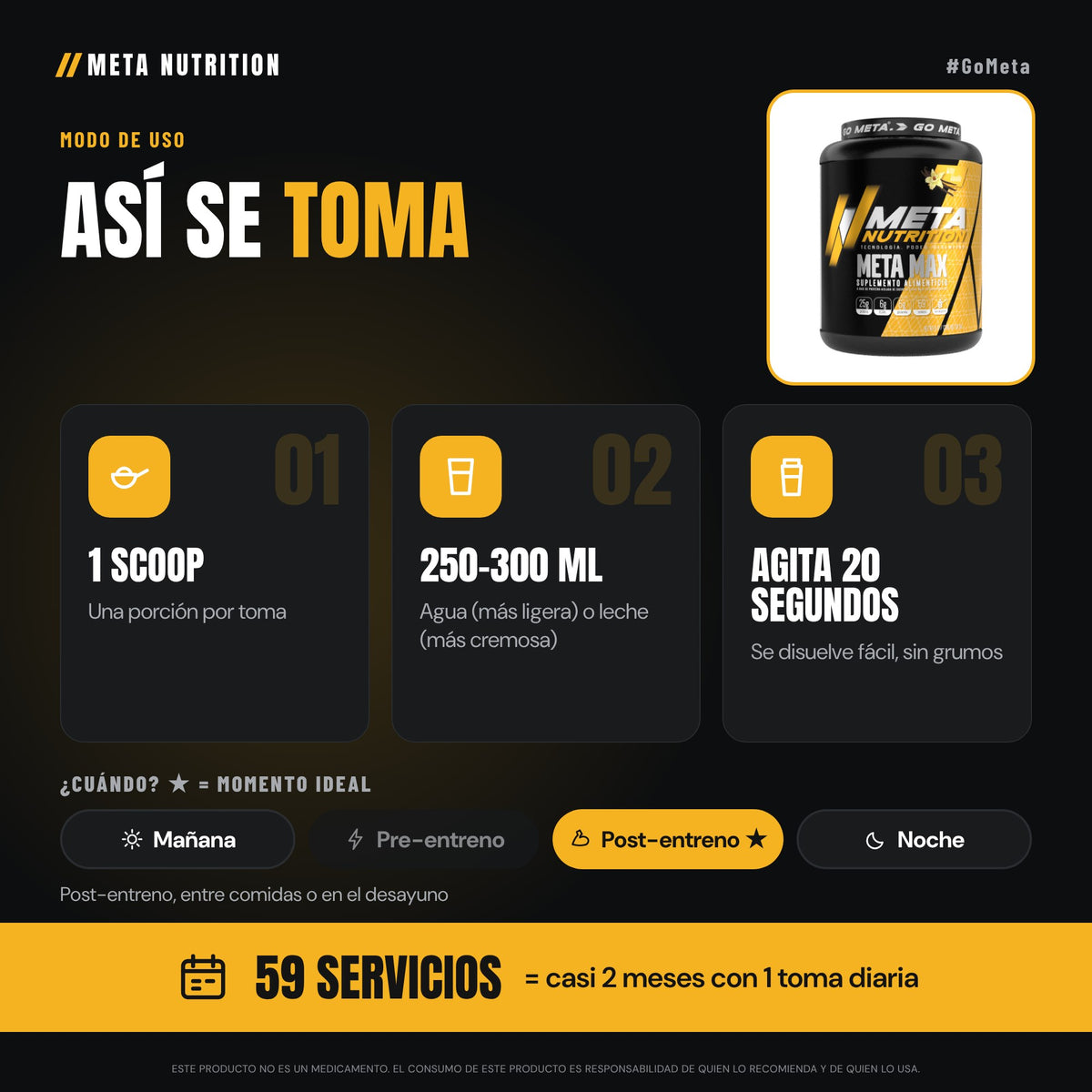 Meta Max Meta Nutrition | Isolate Whey Protein, 59 servicios, 4lb