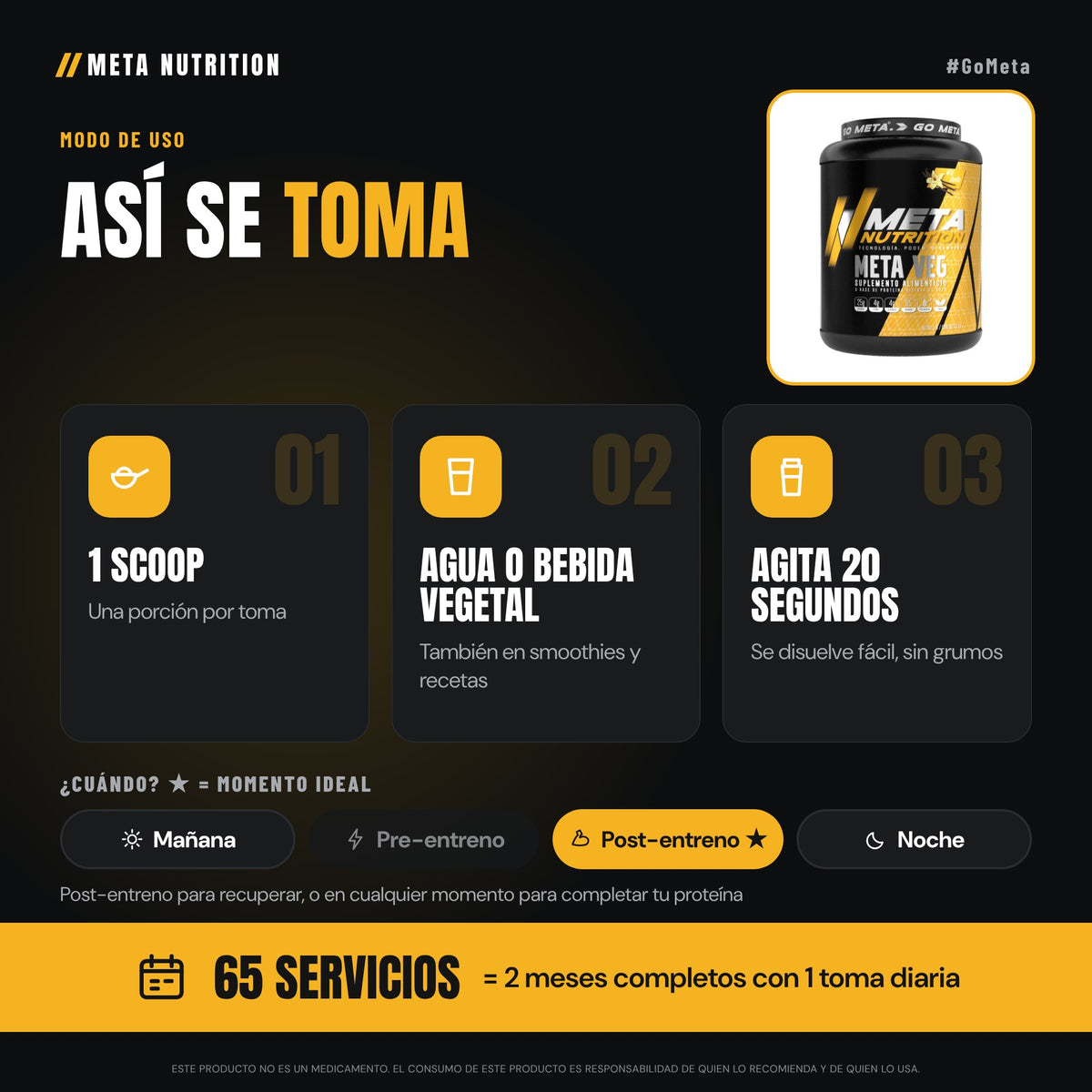 Meta Veg | Proteína Vegana aislada e hidrolizada, 5 lb, 65 servicios.