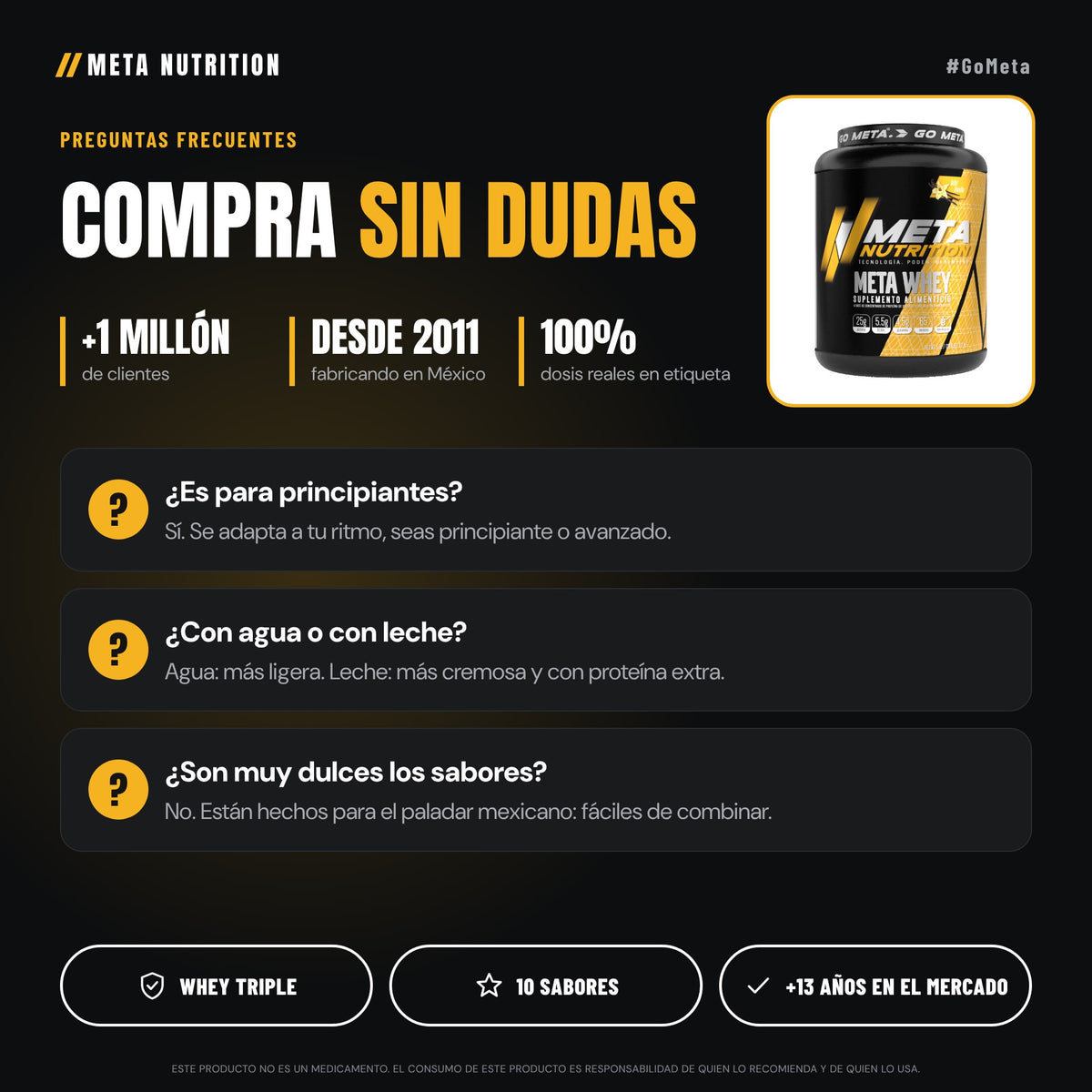 Meta Whey 5lb | Proteína Whey Concentrada | 65 Servicios