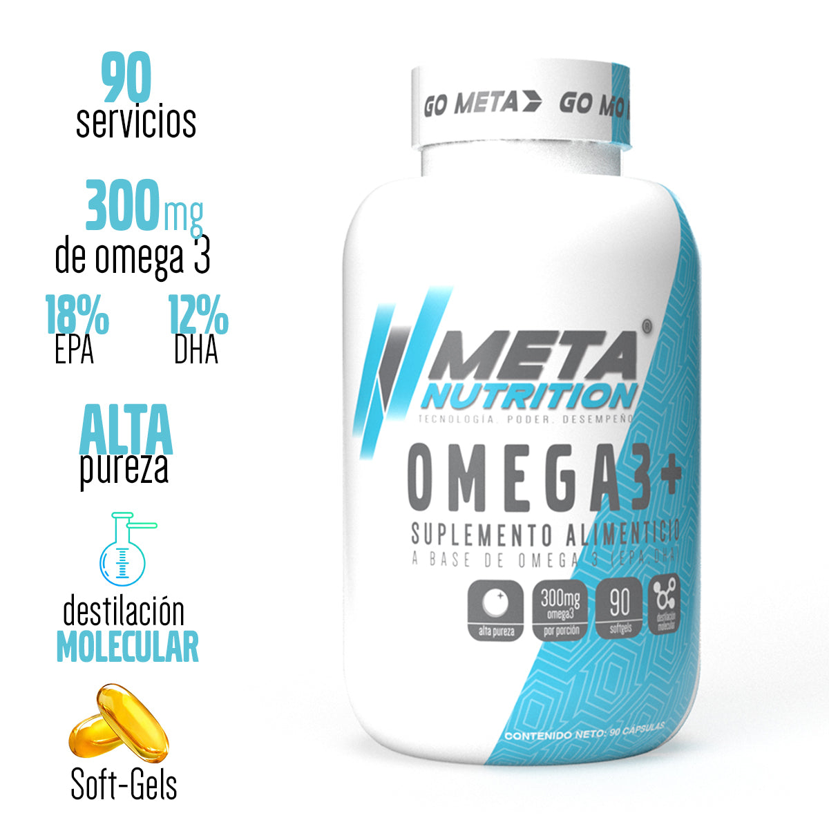 Omega 3+ Premium Alta Pureza (EPA y DHA) 90 servicios