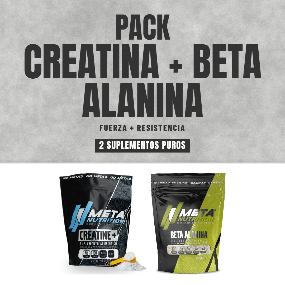 Pack Creatina + Beta Alanina Meta Nutrition, 100 servicios cada uno