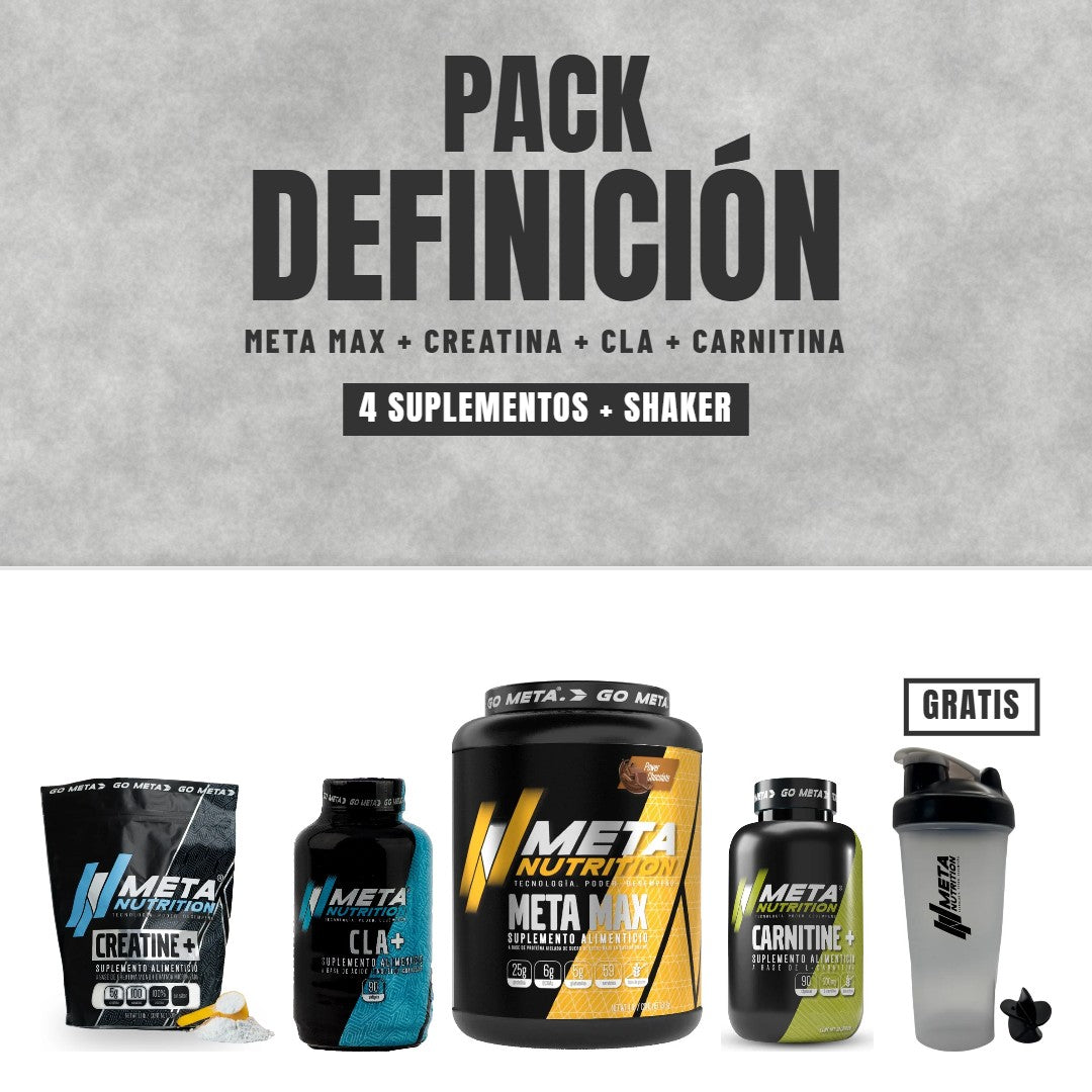 Pack Definición Meta Nutrition: Meta Max, creatina, CLA y carnitina con shaker gratis