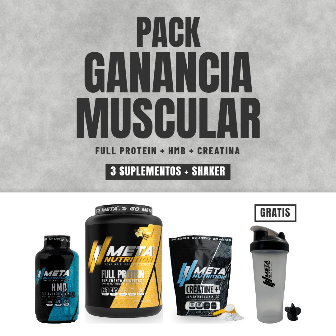 Pack Ganancia Muscular: Full Protein, HMB y creatina con shaker gratis