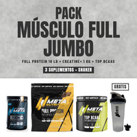 Jumbo Pack Músculo Full: Full Protein 10 lb, Creatine+ 1 kg y Top BCAAs con shaker gratis