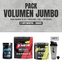 Pack Volumen Jumbo: Mass Gainer 12 lb, Creatine+ 1 kg y Top BCAAs con shaker gratis