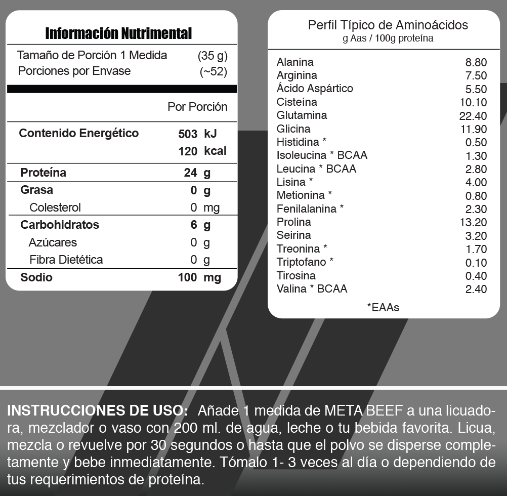 Meta Beef, proteína Aislada e Hidrolizada 4 lb