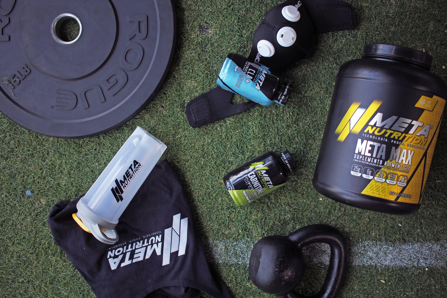 PACK DEFINICIÓN: Proteína Meta Max Isolate + Creatina + CLA + Carnitina con Shaker GRATIS.