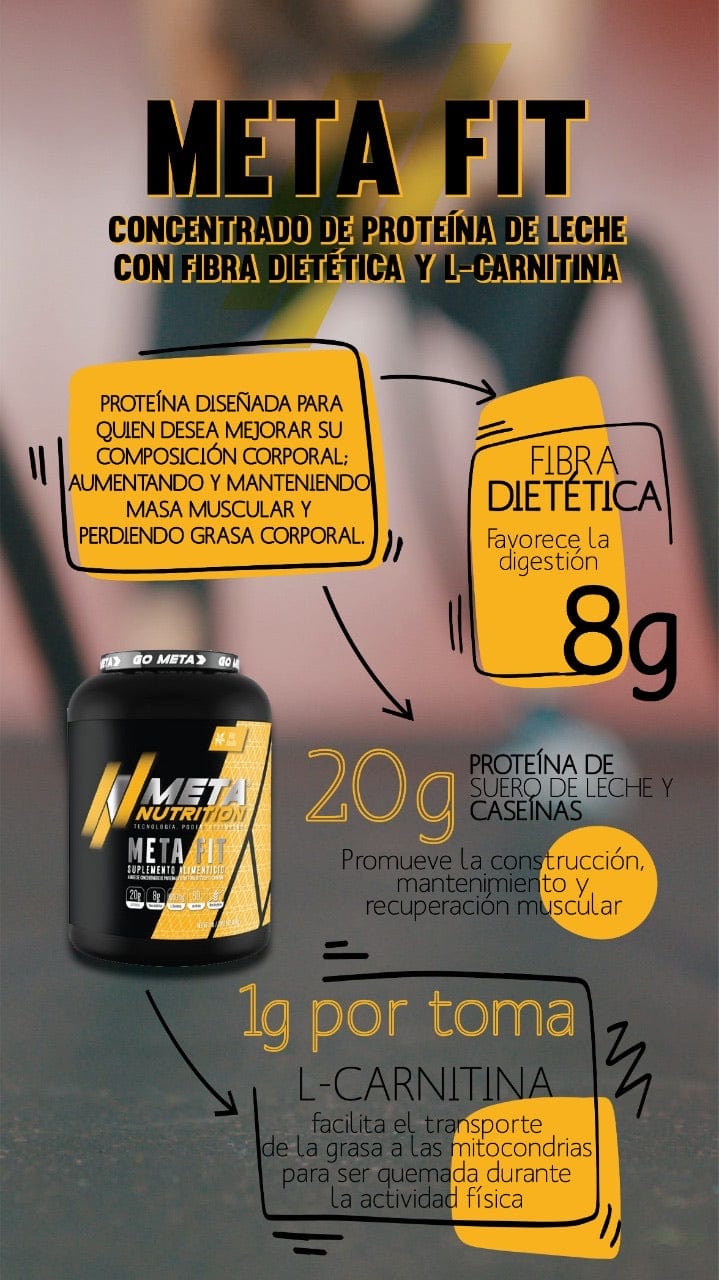 Meta Fit (Shake 3 en 1: proteína, fibra dietética y L-Carnitina), 50 servicios